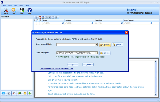 Kernel Outlook PST Repair Screenshot
